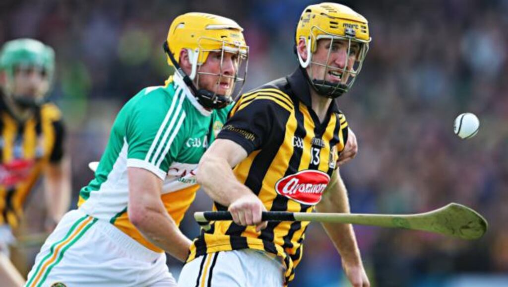 Kilkenny’s Colin Fennelly leaves Offaly’s James Rigney behind at Nowlan Park. Photograph: Cathal Noonan / Inpho