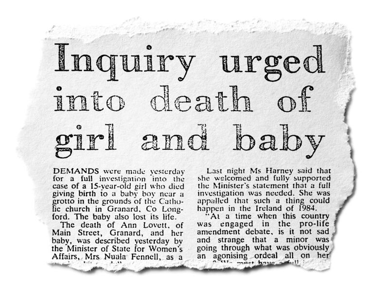 The Irish Times front pages story about Ann Lovett's death on Monday, February 6th, 1984