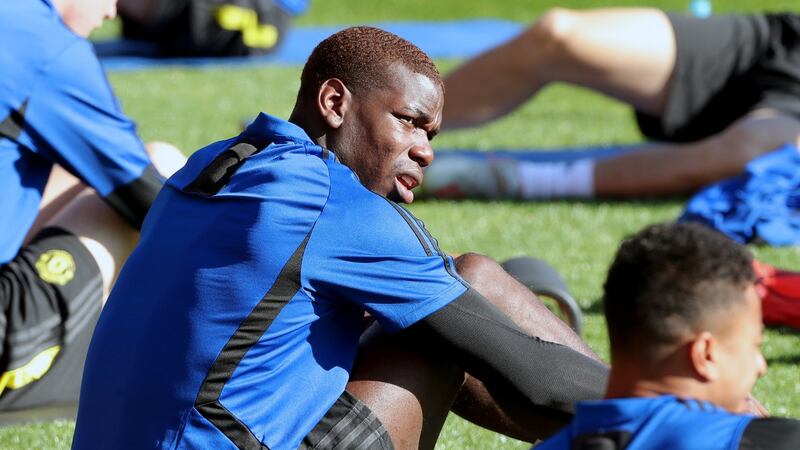 Ole Gunnar Solskjaer has said Manchester United are under no pressure to sell players desite the speculation surrounding Paul Pogba’s future. Photograph: Richard Wainwright/EPA