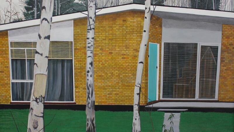 Stephen Loughman’s “Golden number 8”, oil on board, 100x150cm (2018)