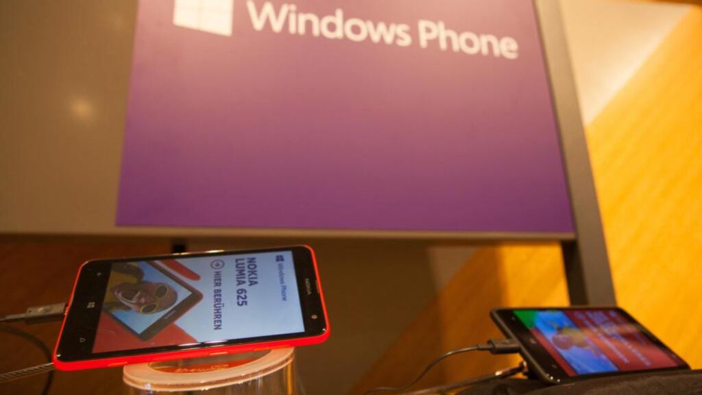 Nokia Lumia 625 Windows smartphones on display inside the new Microsoft store in Berlin, Germany. Photo: Bloomberg