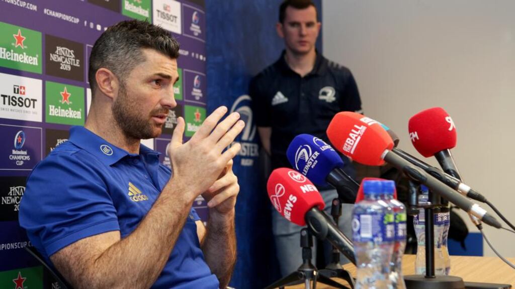 Rob Kearney speaks at Leinster rugby press conference in UCD on December 3rd Photograph: Laszlo Geczo/INPHO