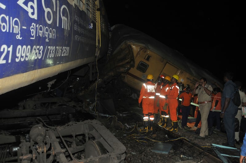 The scene of the crash in Andhra Pradesh state. Photograph: AP