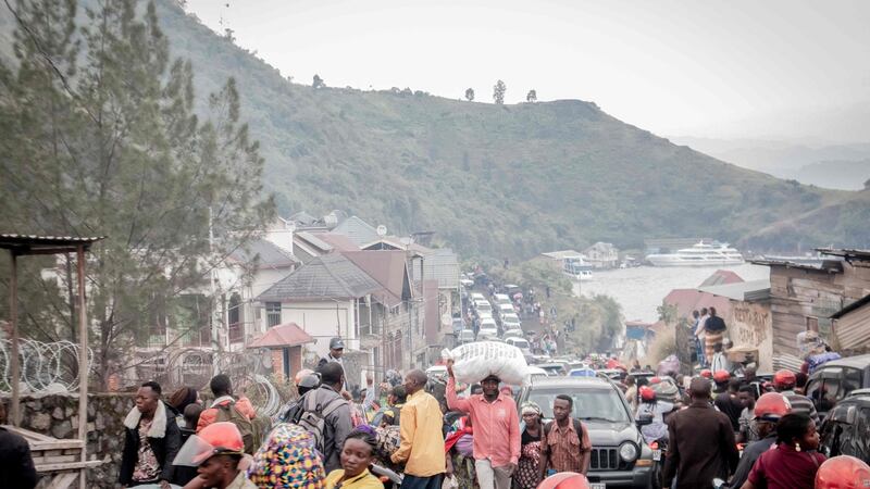 Authorities in Goma, in the east of the Democratic Republic of Congo, on Thursday morning ordered the evacuation of part of the city. Photograph: Guerchom Ndebo/ AFP via Getty Images