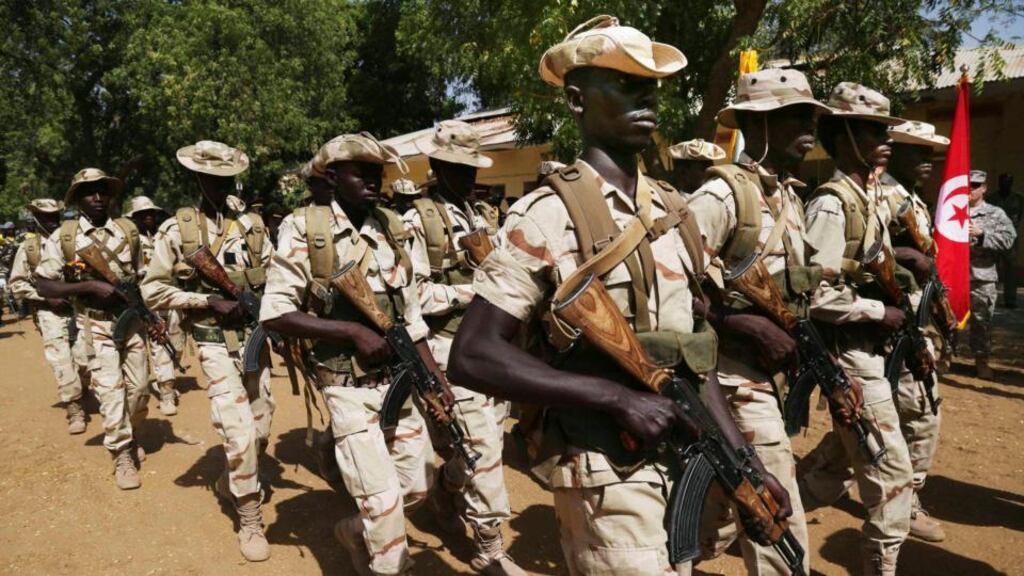 Chadian soldiers participate in the opening ceremony of Flintlock 2015, an exercise organised by the US military in Ndjamena. The manoeuvres unfold as Chad and four neighbouring states prepare a taskforce to take on Boko Haram. Photograph: Reuters