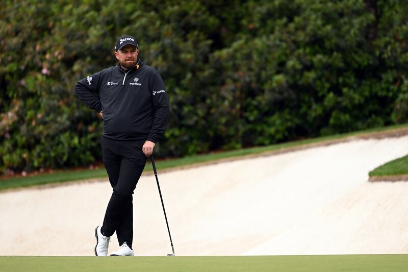 Shane Lowry of Ireland looks over a putt on the 13th green at the 2023 Masters. Photograph: Ross Kinnaird/Getty