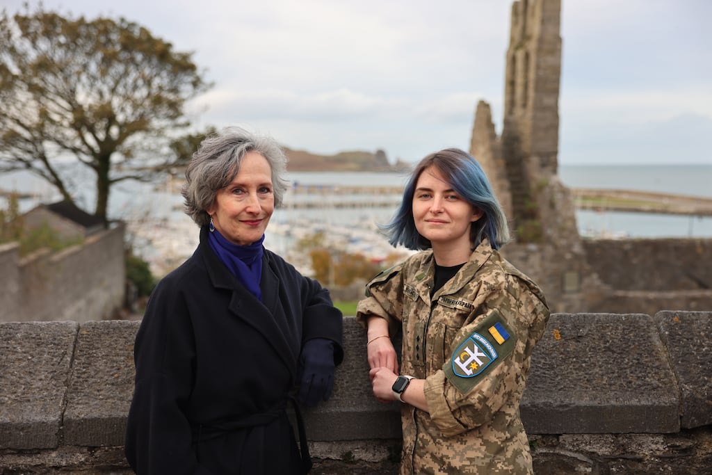 Lara Marlowe has written a book with Lieut Yulia Mykytenko about the latter's fight for Ukraine, How Good It Is I Have No Fear of Dying. This photograph was taken in Howth, Co Dublin. Photograph: Dara Mac Dónaill