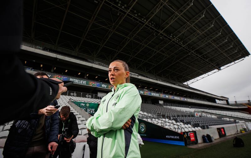 Katie McCabe at SuperValu Páirc Uí Chaoimh in Cork on Monday. Photograph: Ryan Byrne/Inpho
