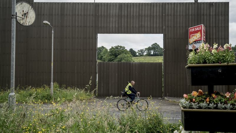 The abandoned British army barracks in the border town of Aughnacloy, Co Tyrone. Photograph: Andrew Testa / The New York Times