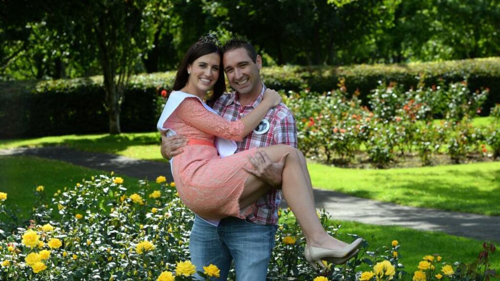 Rose of Tralee Haley O’Sullivan from Texas and her boyfriend Davey Devlin. Photograph: Domnick Walsh/Eye Focus