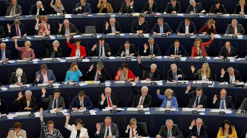 Members of the European Parliament take part in a voting session in Strasbourg, France. Photograph: Vincent Kessler/Reuters