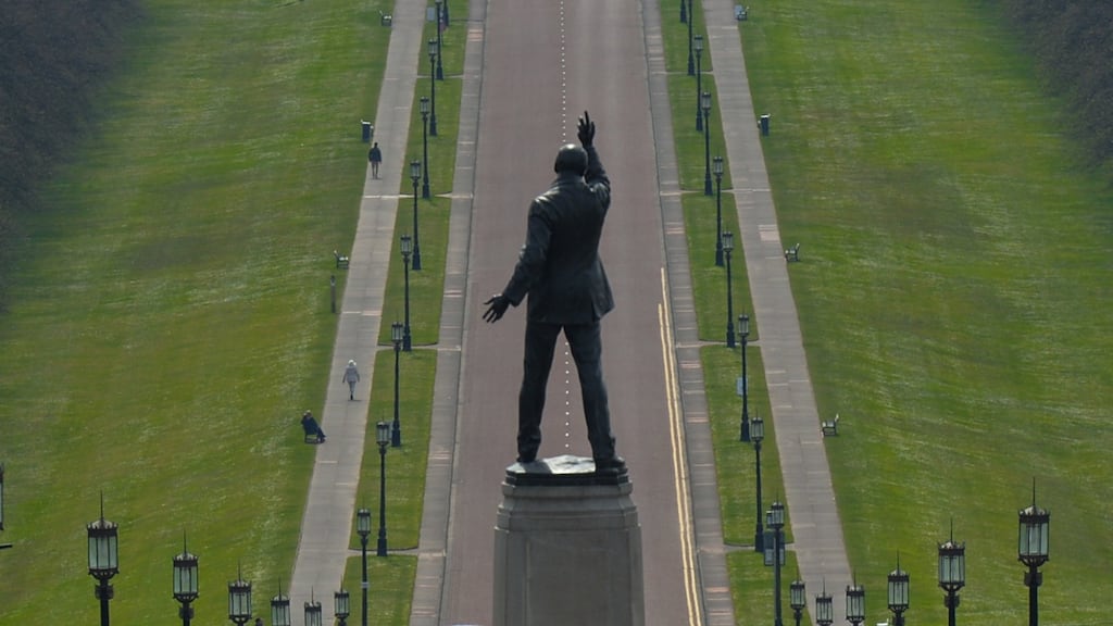 Edward Carson’s statue at Stormont. Photograph: Artur Widak/Nurphoto via Getty