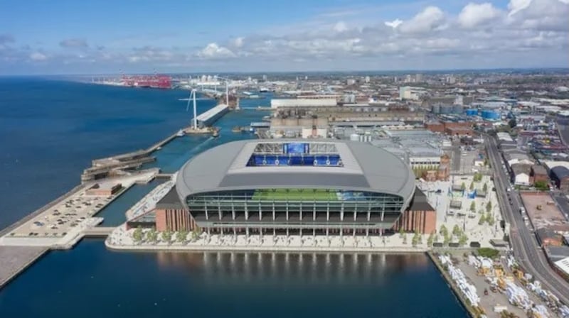 A computed generated image of Everton’s proposed new stadium at Bramley-Moore Dock in Liverpool.