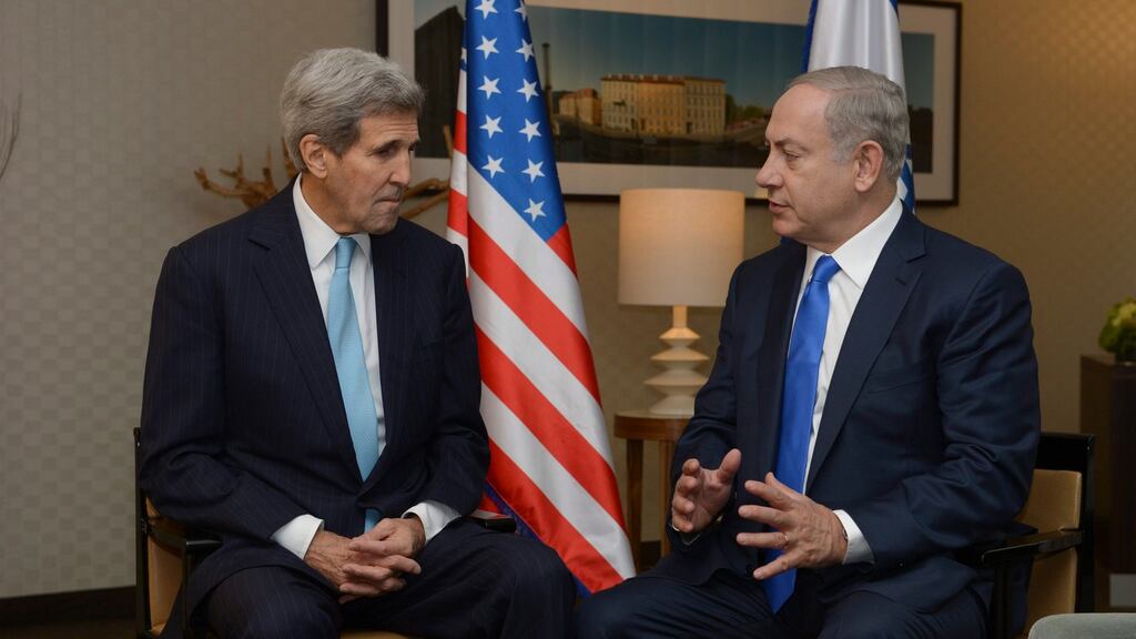 US secretary of state John Kerry and Israel prime minister Benjamin Netanyahu in Berlin on Thursday