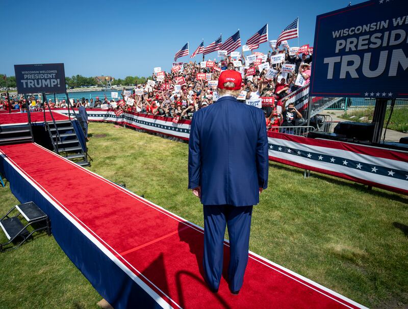 Will he lose his temper? Former president Donald Trump during a campaign rally. Photograph: Doug Mills/The New York Times