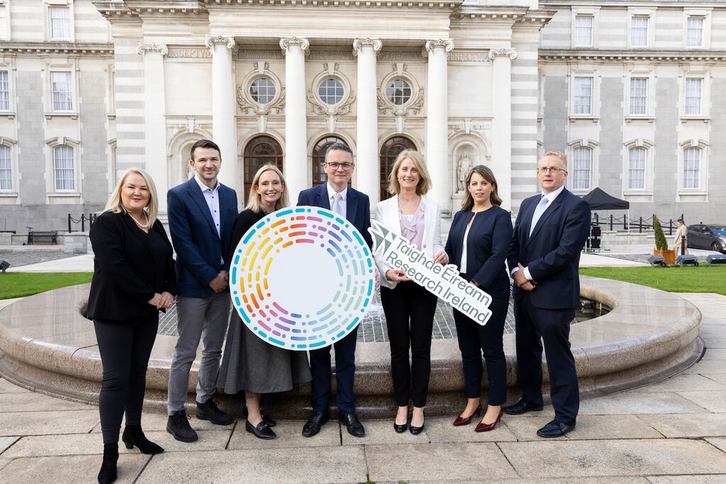 Minister of State for Innovation Patrick O’Donovan announces the Research Ireland Strategic Partnership Award of €5m to researchers at RCSI University of Medicine. Photograph: Jason Clarke