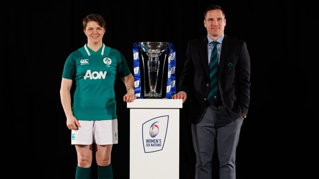 Ireland women’s captain Ciara Griffin and coach Adam Griggs. Photograph: Bryan Keane/Inpho