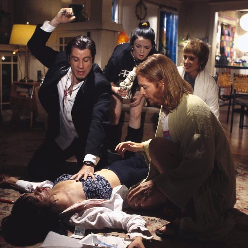 Bronagh Gallagher with John Travolta and Uma Thurman in Pulp Fiction