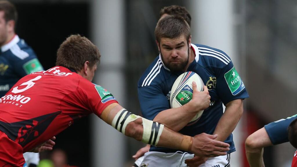 Munster’s Duncan Casey in action against Toulon during the Heineken Cup semi-final. “I think we can really put down a marker this weekend.” Photograph: Billy Stickland/Inpho