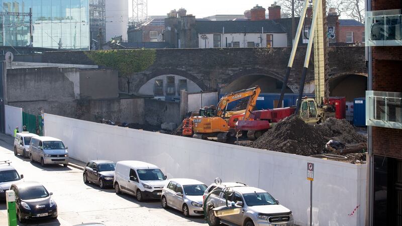 An overhead view of the Sisk building site on Mark Street in Dublin. Photograph: Tom Honan/The Irish Times