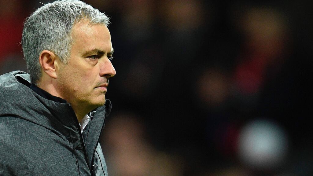 Manchester United manager Jose Mourinho leaves the pitch at the end of Thursday night’s extra-time win over Anderlecht at Old Trafford. Photograph: Getty Images