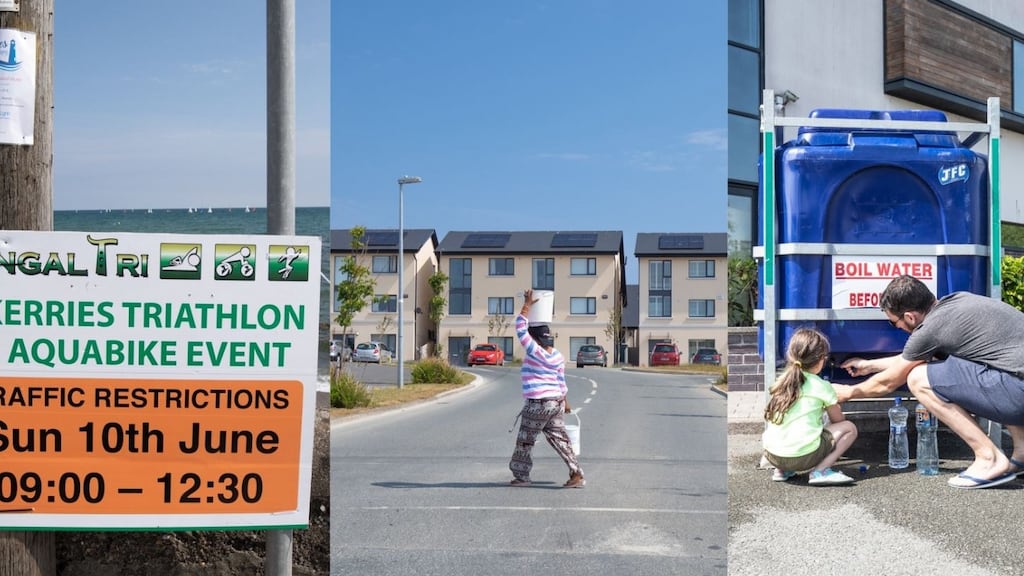 Residents collecting water for their homes at Barnageeragh Cove in Skerries.