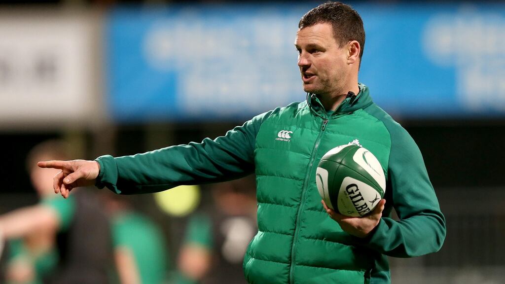 Ireland coach Nigel Carolan takes training ahead of his side’s opening Pool A match against Wales. Photo: Inpho