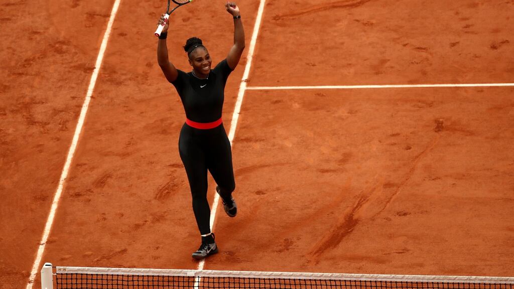 Serena Williams of the United States celebrates victory during the ladies singles third round match against Julia Georges of Germany at the 2018 French Open at Roland Garros. Photo: Cameron Spencer/Getty Images