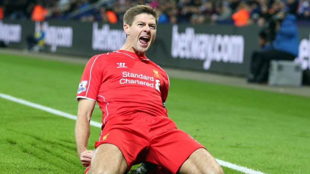 Liverpool captain Steven Gerrard, who scored in last night’s 3-1 win against Leicester City, is stalling on a new contract