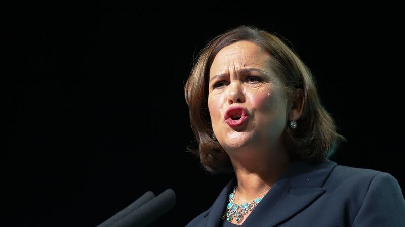 Sinn Féin leader Mary Lou McDonald speaking on Saturday during the party’s ardfheis at the Helix in Dublin. Photograph: Damien Storan/PA Wire