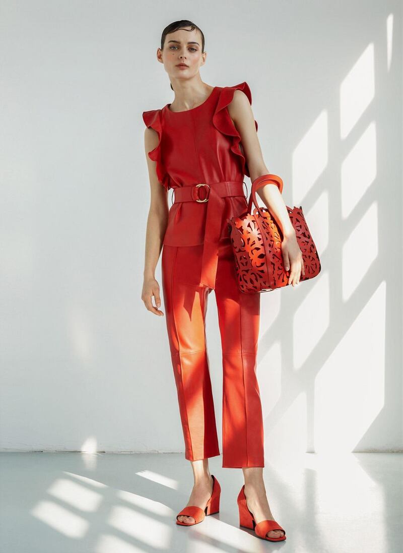 Uterqüe: Leather top, €229; trousers, €350; tote bag, €199