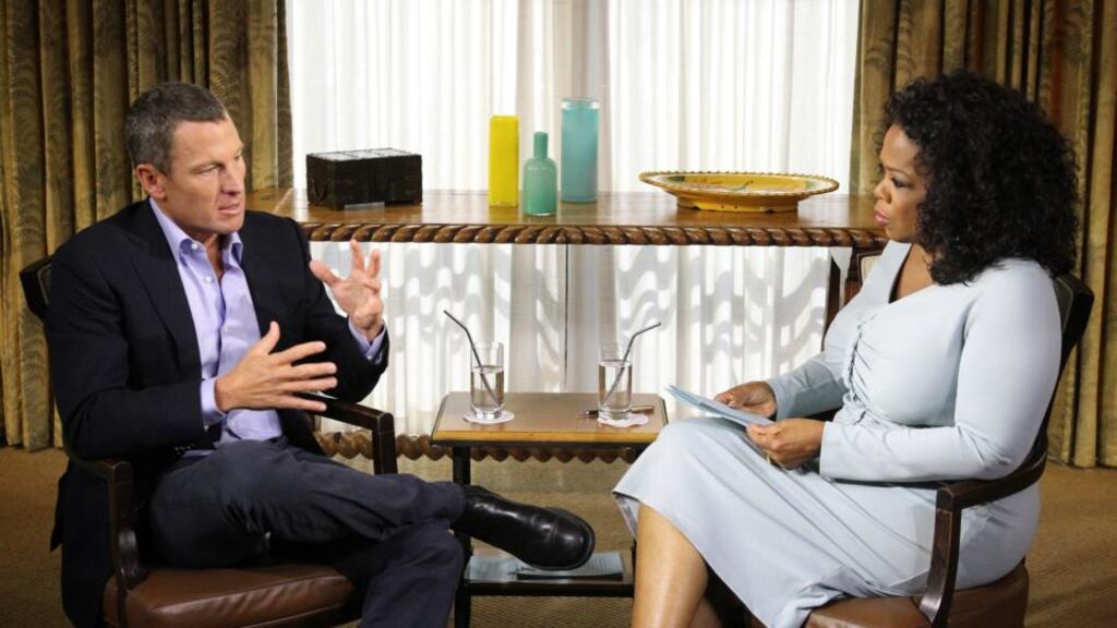 In his first televised interview since the Oprah confessions, Lance Armstrong says that when it comes to doping he would “probably do it again”, at least if he was taken back to 1995. Photograph: George Burns/Oprah Winfrey Network via Getty Images