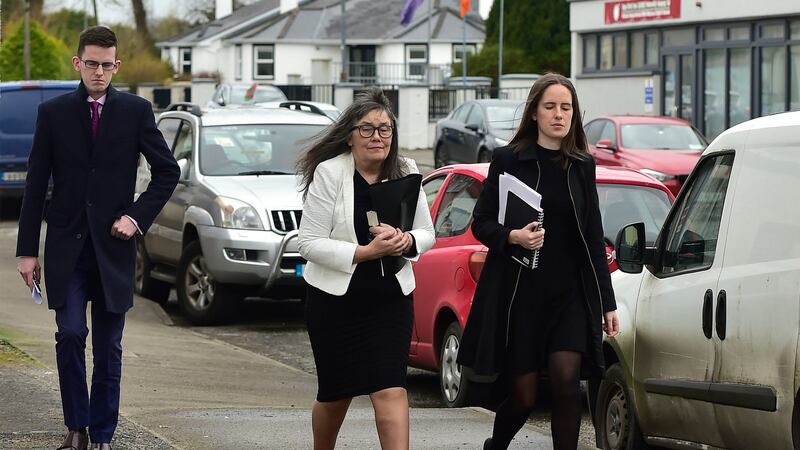 Members of the Burke family (from right to left) Jemima, her mother Martina and Josiah before the verdict from the Sally Maaz inquest was delivered at Mayo Coroners Court in Swinford on Monday. Photograph: Conor McKeown