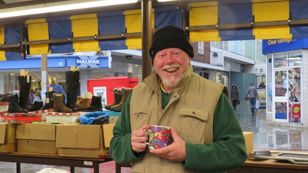 Brian Tranter at his market stall in Dudley. He remembers a time when “you could leave one job in the morning, and have another in the afternoon”. Photograph: Jennifer O’Connell