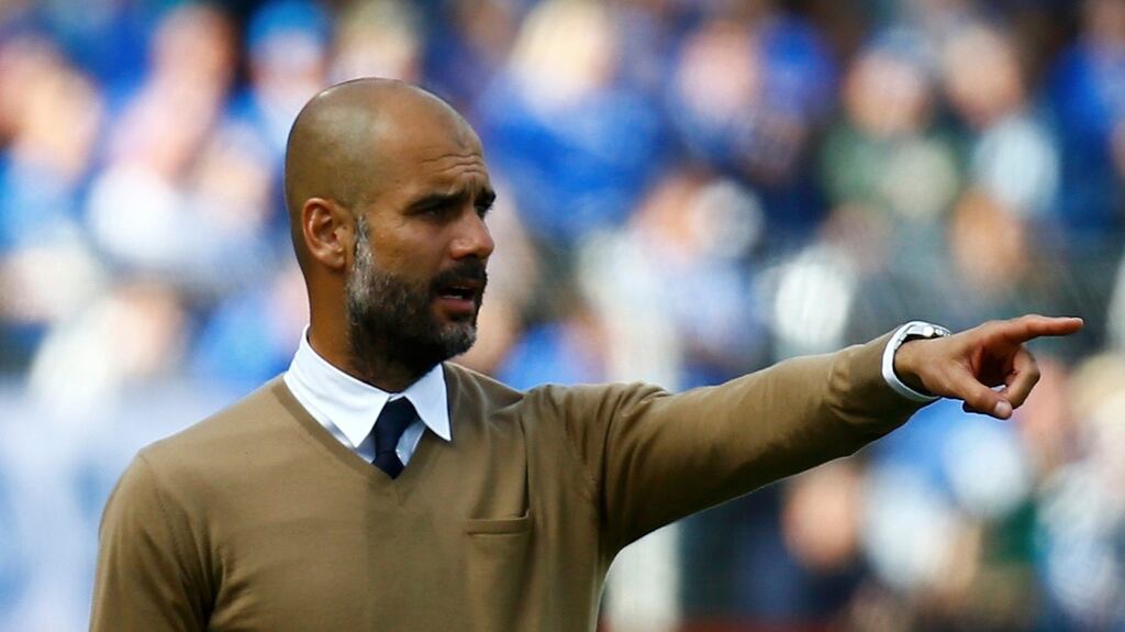 Pep Guardiola walked out of a Bayern Munich press conference after being quizzed over reports linking him with the England job. Photograph: Reuters