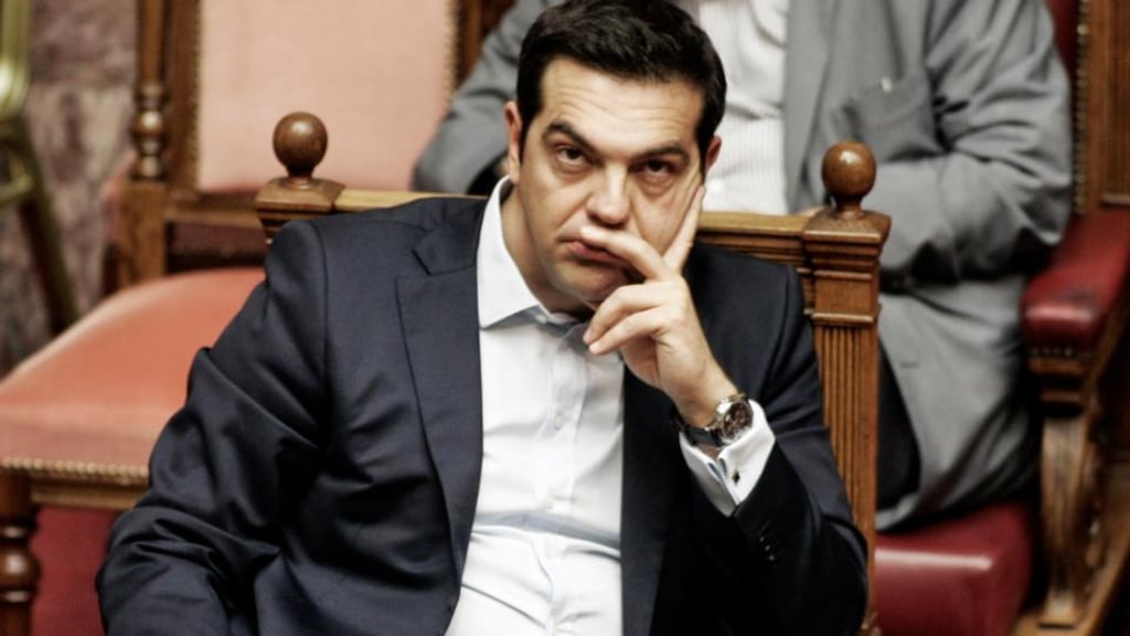 Greek Prime Minister Alexis Tsipras during a parliamentary session in Athens, Greece. Photograph: Milos Bicanski/Getty Images