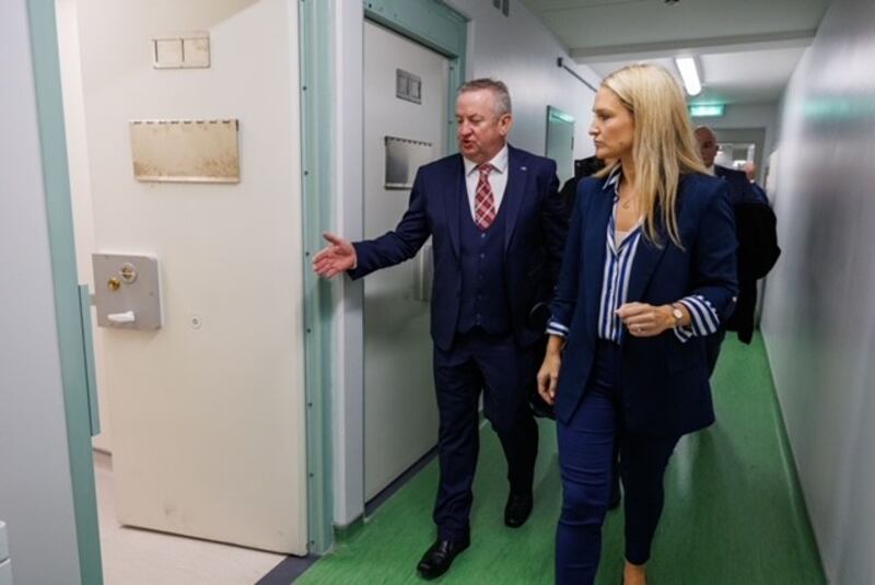 Governor of Limerick Prison Mark Kennedy shows Minister of Justice Helen McEntee around Limerick Women's Prison on its official opening last October