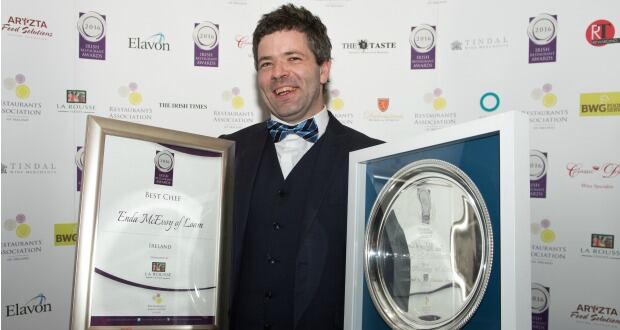 Enda McEvoy of Loam in Galway, winner of the Best Chef Award at the Irish Restaurant Awards, 2016. Photo by Paul Sherwood