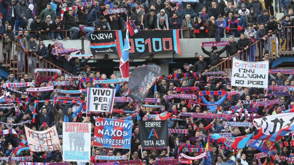 Supporters of Catania are seen during a Serie B match last season. Photograph: Maurizio Lagana/Getty Images