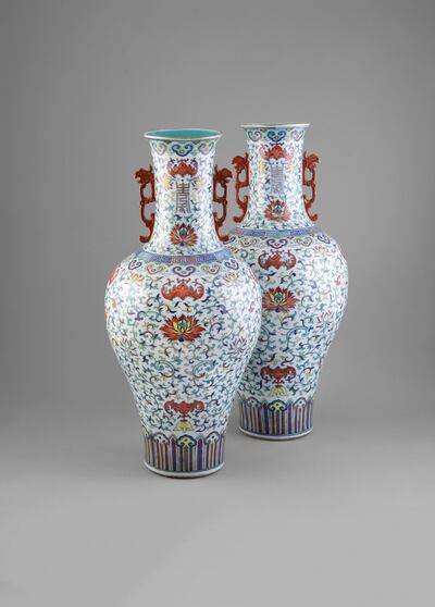 Pair Doucai Lotus vases, made €32,000 at Adam’s