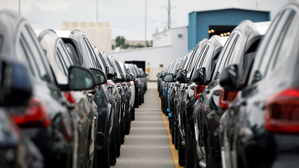 BMW vehicles made in Spartanburg, South Carolina., await loading at the port of Charleston.