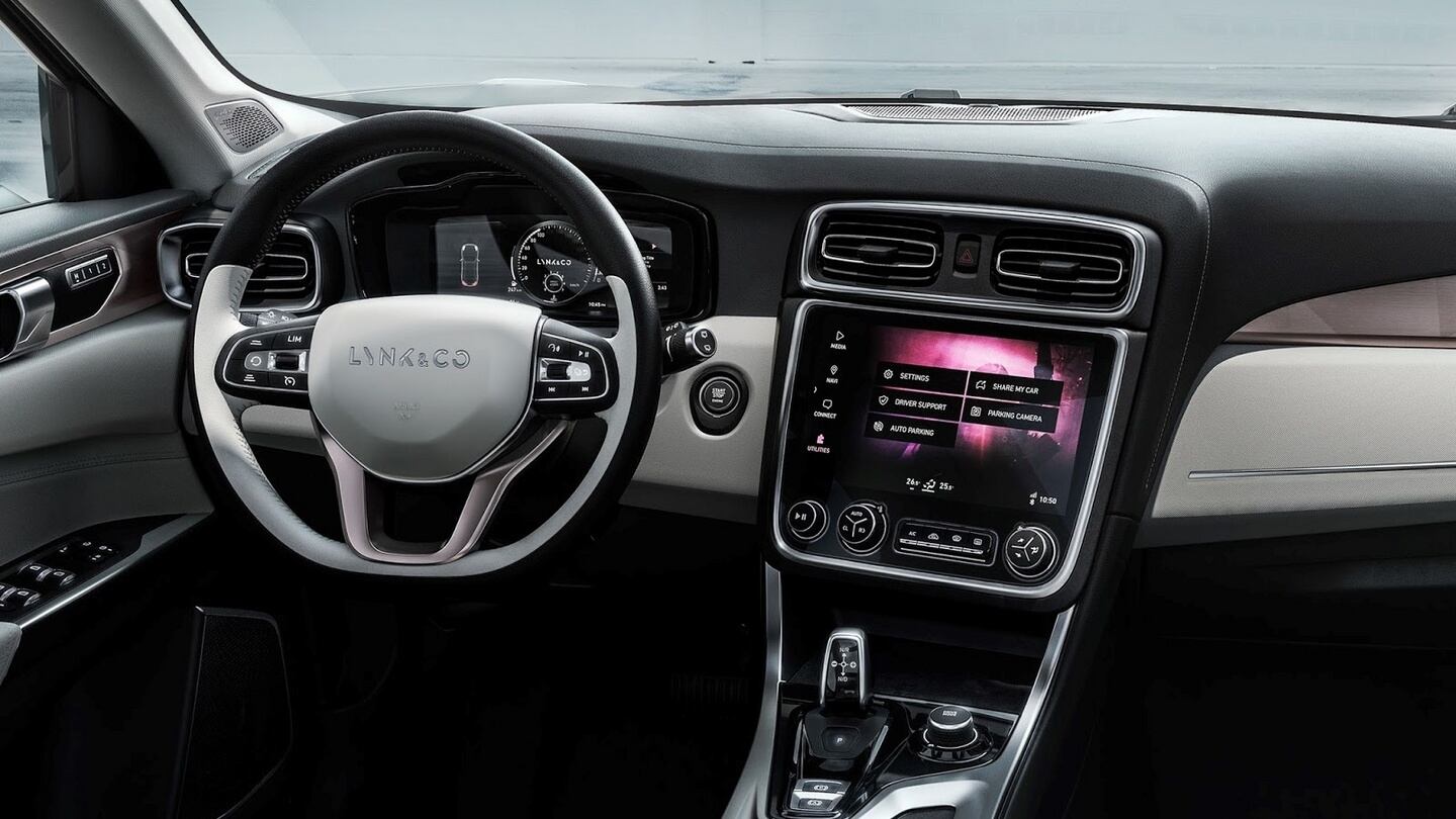 The interior looks rather more successful, with a heavy Volvo influence on both the controls and displays and the level of quality