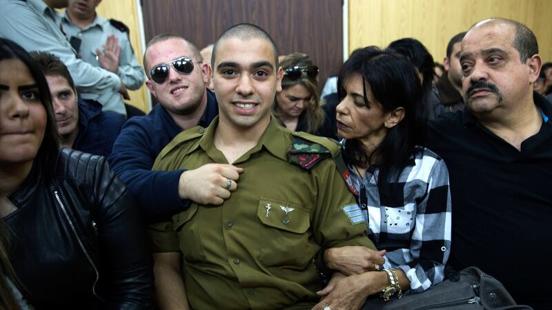 Israeli solider Sgt Elor Azaria who was convicted of manslaughter in the deadly shooting of an incapacitated Palestinian attacker. Photograph: Heidi Levine/Pool via AP