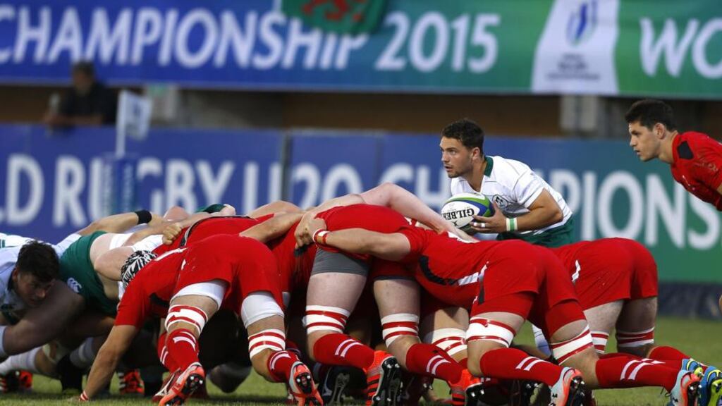 Ireland scrumhalf Charlie Rock scored a late try but it was too little too late for Ireland at the Zaffanella Stadium. Photograph: Inpho
