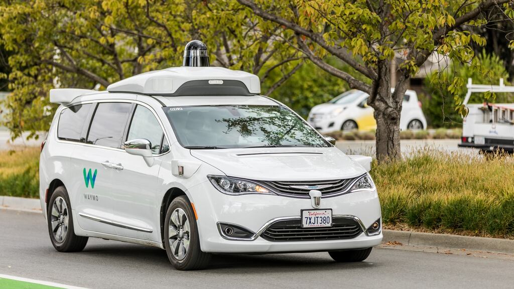 A Waymo, customised Chrysler Pacifica Hybrid, used for Google’s autonomous vehicle programme near the company’s headquarters in Mountain View, California. Photograph: iStock