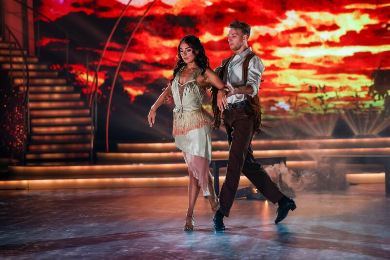 Social media star Kayleigh Trappe with Ervinas Merfeldas during Dancing with the Stars.
Photograph: Kyran O’Brien/kobpix