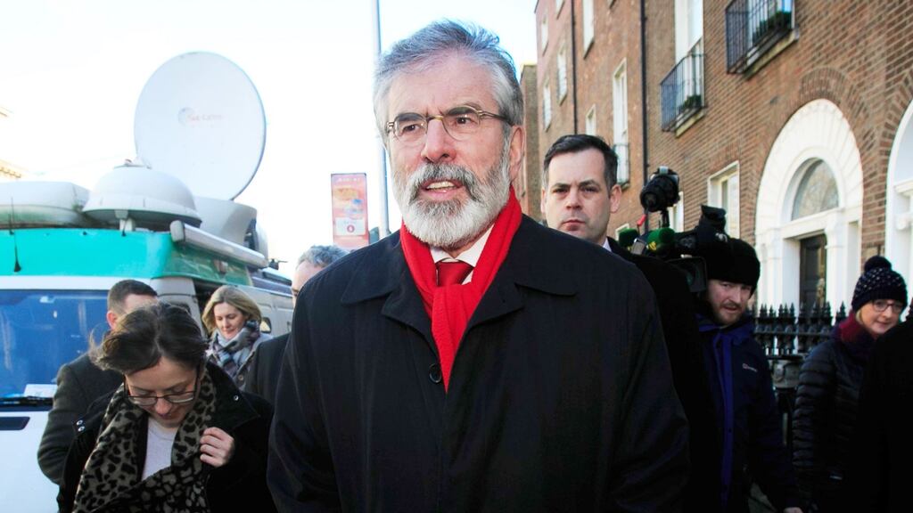 Sinn Féin President Gerry Adams TD during a launch of a new billboard. File photograph: Collins