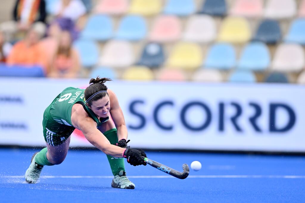 Róisín Upton: The Ireland international converted a late penalty to win the Champions Trophy for the first time for Railway Union. Photograph: Frank Uijlenbroek/Inpho