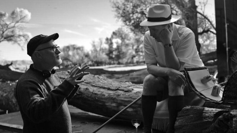 David Fincher and Gary Oldman on the set of Mank
