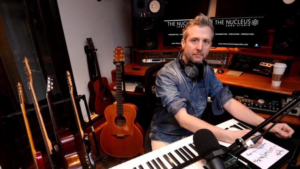 Hamlet Sweeney of Nucleus Music Song Studio at his desk in Dublin. Photograph: Cyril Byrne / THE IRISH TIMES